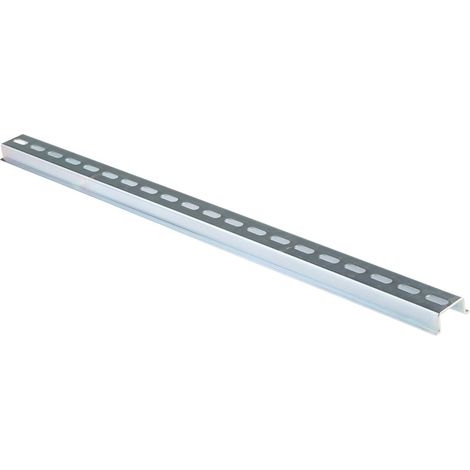 Rail DIN RS PRO 500mm x 35mm x 15mm, Fendu, Rail oméga profond en Acier ( Prix pour Paquet de 4 )