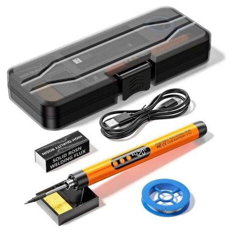 Kit fer à souder orange avec mini-écran numérique et cordon de recharge USB sans fil pour la réparation d'appareils électroménagers (1/5)