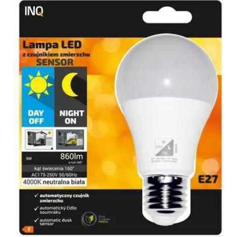 Ampoule LED - E27 - 9 W - 4000 K - 860 lm - Capteur Crépusculaire - 1 Pièce (1/4)