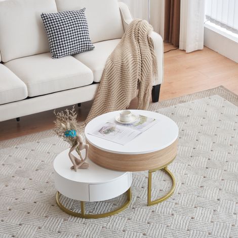 Table basse moderne - ensemble de tables basses relevables - avec deux tiroirs (1/5)