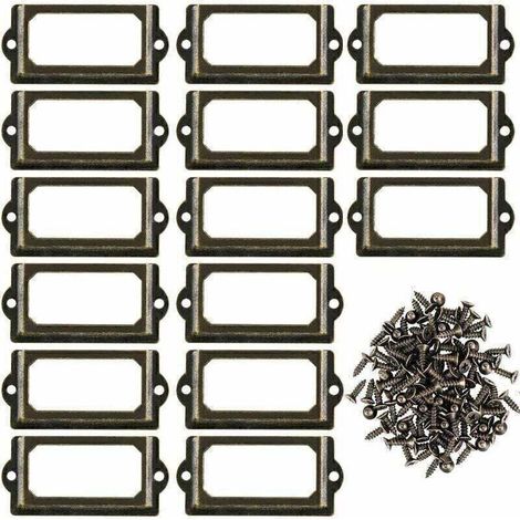 Lot de 30 supports d'étiquettes en métal pour meubles, tiroirs, armoires, cartes, plaques nominatives, cadres avec vis pour bureau, bibliothèque, étagère, bronze, M 70 x 33 mm (1/5)