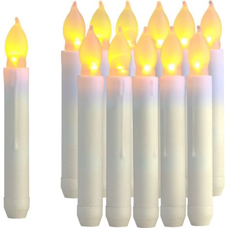 12 pièces LED bougies électroniques, bougies longues, bougies de Noël d'Halloween en cire à long poteau blanc chaud (1/5)