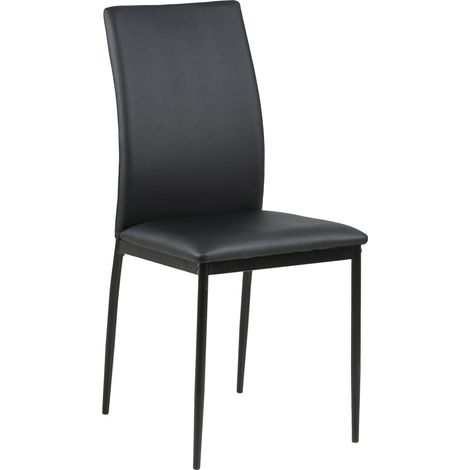 Demina Polsterstuhl, schwarzes Öko-Leder, Metallbeine (1/5)