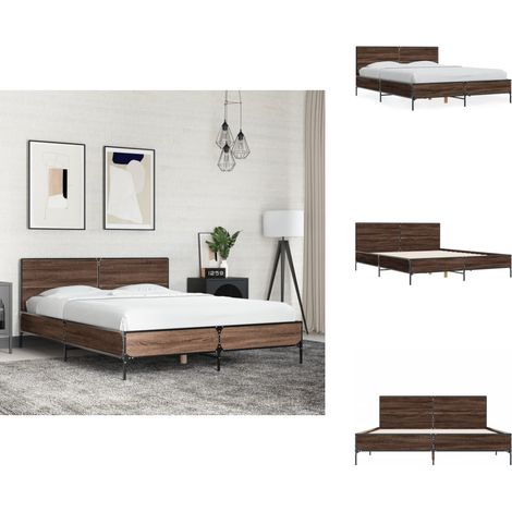 Cadre de lit sans matelas chêne marron 140x190 cm - Cadre De Lit - Lit Double - Lit En Bois - Lit Design - Literie (1/5)