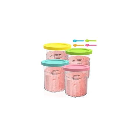 4 Pièces Pot pour Creamy Deluxe, 800 ML Récipient pour Ninja Creami pour NC500 NC501, Bacs À Crème Glacée avec Couvercle Et Cuillère, Accessoires pour Ninjas Ice Creami (1/5)