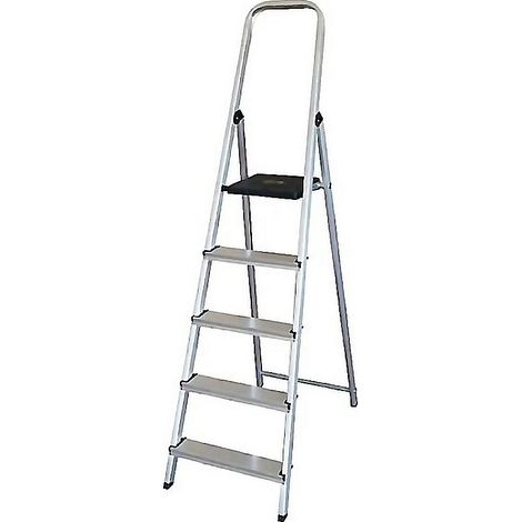 WURKO escalera aluminio 5 peldaños hogar en131 , Escalera doméstica de 5 peldaños Wurko Diseñada para ofrecer estabilidad y seguridad en trabajos de altura Fabricada con pe