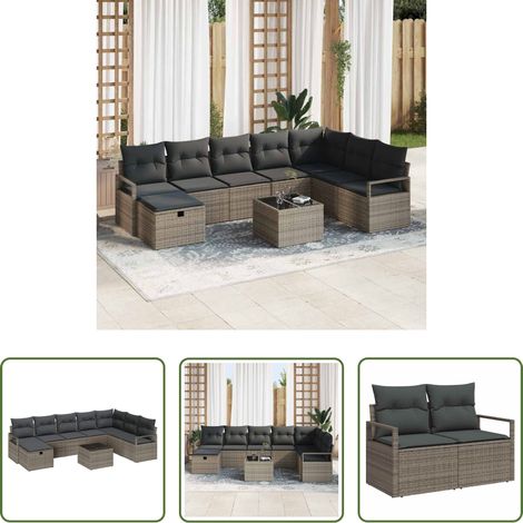 Poly-Rattan - Sofa Set mit Kissen 6 pcs Poly-Rattan (1/5)