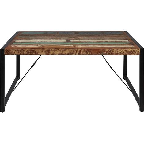 KALI - Table Repas 180cm Bois Recyclé et Pieds Métal Noir (1/4)