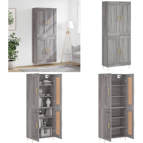 Highboard Grau Sonoma 69,5x34x180 cm Holzwerkstoff - Holzwerkstoff - Schrank (1/5)