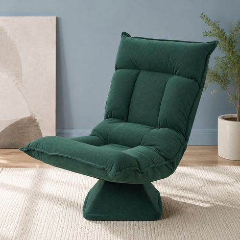 Sillón de suelo giratorio 360°, respaldo reclinable 5 posiciones, plegable, verde DESVIAE (1/5)