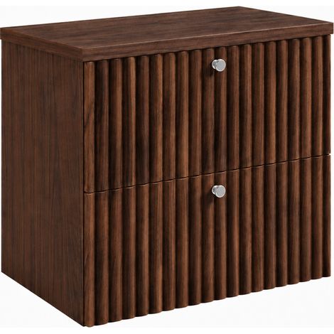 Mobile bagno Bello 60 cm, rovere noce, piano rovere noce, maniglie argentate (1/5)