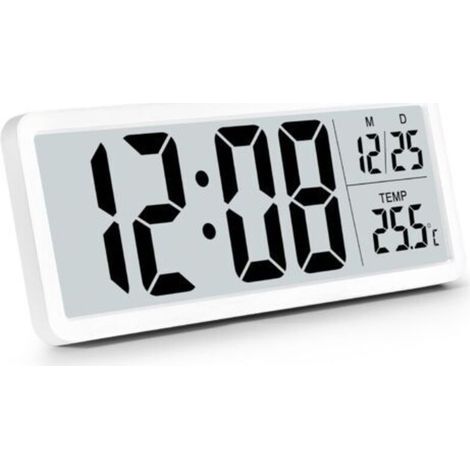 Battery-operated digital wall clock, digital wall clock with large digits, temperature display, 12/24 hour time, desk clock, digital wall clock for living room, bedroom, office, school (1/4)
