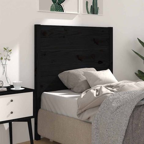 vidaXL Cabecero madera maciza de pino negro 96x4x100 cm (1/5)