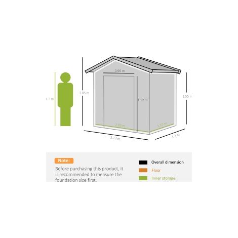 Abri de jardin marron en acier avec cadre de sol et portes coulissantes, résistant aux intempéries pour jardin et terrasse (1/5)
