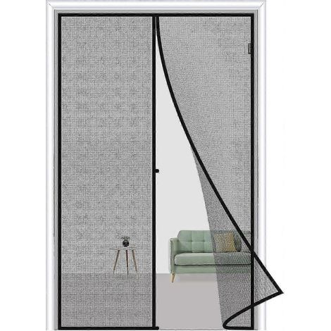 Rideau de porte magnétique noir 80 x 210 cm, anti-moustiques et anti-insectes. (1/5)