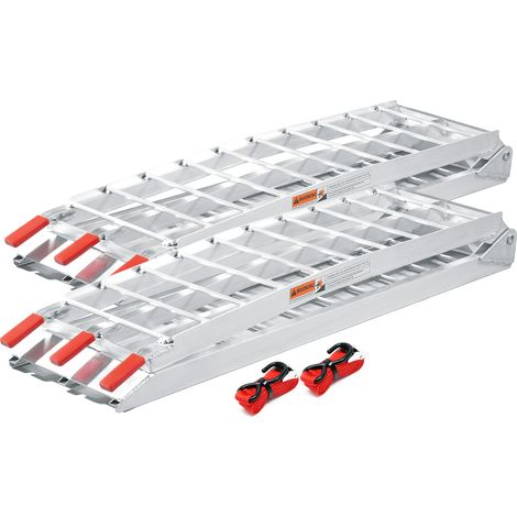 Wiltec 2x Auffahrrampe 226 cm 1360 kg für Quad ATV Motorrad, Aluminium Auffahrschiene faltbar, Verladerampe rutschsicher mit Füßen