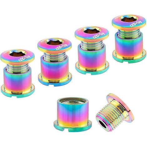 MUQZI Lot de 5 vis de plateau colorées pour vélos de route et VTT (simple/double plateau, 8,5 mm) (1/5)