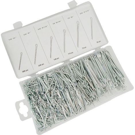 1000pcs Split Pins Set, Silver