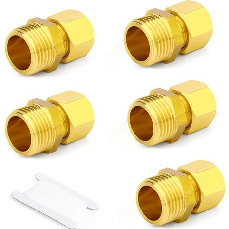 2 Pcs Raccord à compression en laiton, 8mm tube x 1/2" BSP Mâle, Raccord droit, pour tubes en cuivre, plastique et aluminium