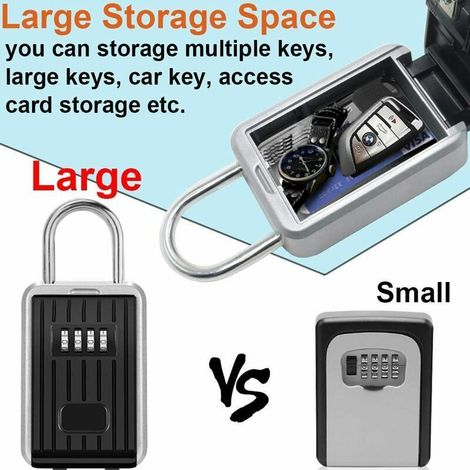 VURAHOME - Boite Cl Scurise Montage Mural Boite a Clef avec Code Numrique 4 Chiffres, Extra Grande Lock Box Coffre a Clefs Exterieur avec Anse, Format XL Bote Cls Code (1/4)