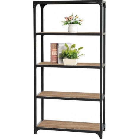 Metallregal mit 5 Holzablagen 81x31x156