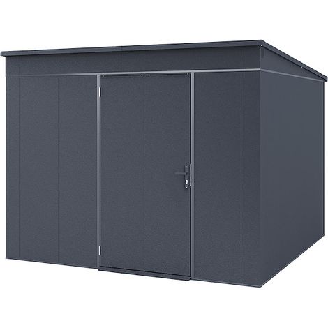 WEKA Gary Metallgerätehaus anthrazit 8 m² Gerätehaus aus Metall in Anthrazitgrau, Geräteschrank mit 0,7 mm Wandstärke Gartenhaus