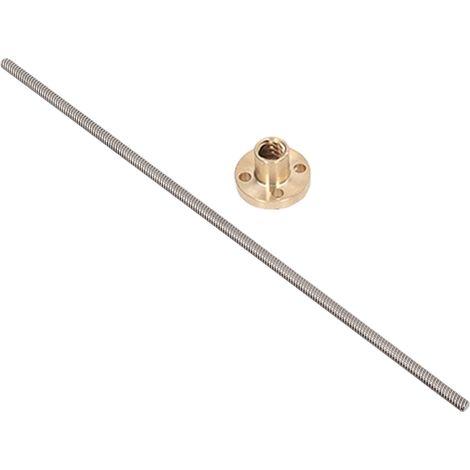 Lot de 5 tiges filetées T8 de 400 mm avec écrou en laiton, en acier inoxydable, pour imprimante 3D et machine CNC. (1/5)