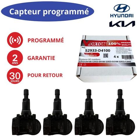 Pacchetto di 4 sensori TPMS programmati 433 MHz per cerchioni - Hyundai i30/Kona/Ioniq/Santa Fe/Elantra/Kia Niro
