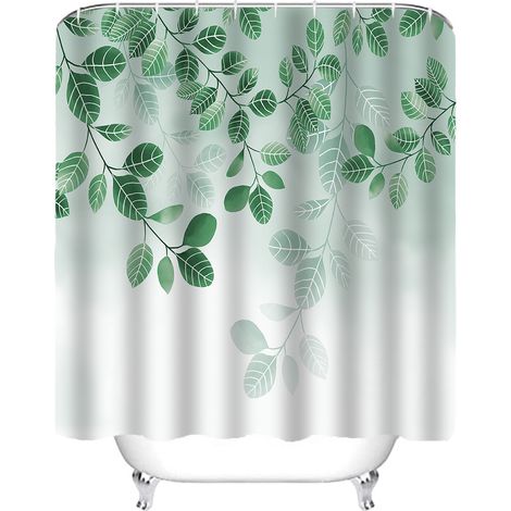 1 rideau de douche, motif aquarelle tropical, 183x183 cm, polyester imperméable, avec 12 crochets ABS (1/5)