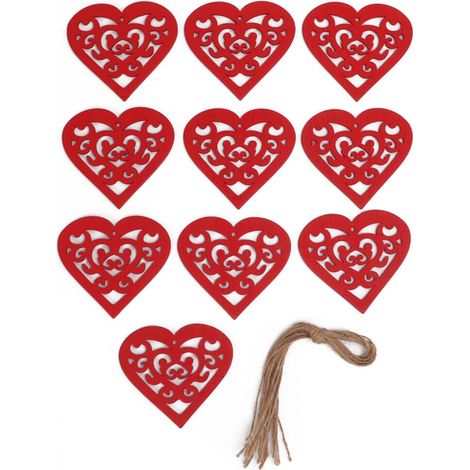 Colgante decorativo de madera calada en forma de corazón, para hacer tú mismo, con agujeros perforados, ideal para decoraciones de bodas y cumpleaños, fabricado en madera de alta calidad. (1/5)