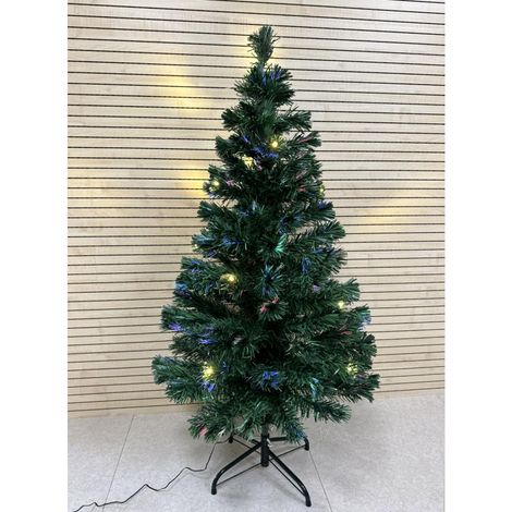 Albero di Natale con Fibre Ottiche Multicolore + Luci LED Bianco Caldo 120 cm 130 Rami F4957 Altezza 120 cm Con Fibre Ottiche RGB + Luci LED Flashing (1/3)
