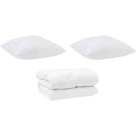 Couette avec Oreillers 3 pcs,Duvet Blanc Microfibre et Plumes D'oie CFW78088 (1/5)