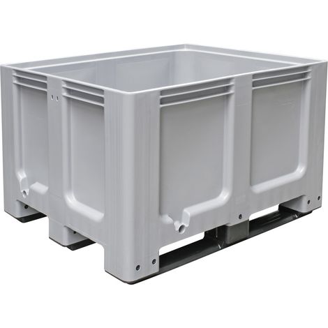 BRB Palettenbox mit 3 Kufen, LxBxH 1200x1x760 mm, geschlossen, PE-HD, lebensmittelecht (grau) (1/2)