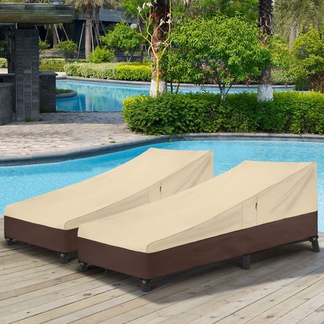 Housse de transat YUANZU YZHW021 - Tissu Oxford 210D imperméable - Anti-soleil anti-poussière - Beige/marron - 1989041/84 cm