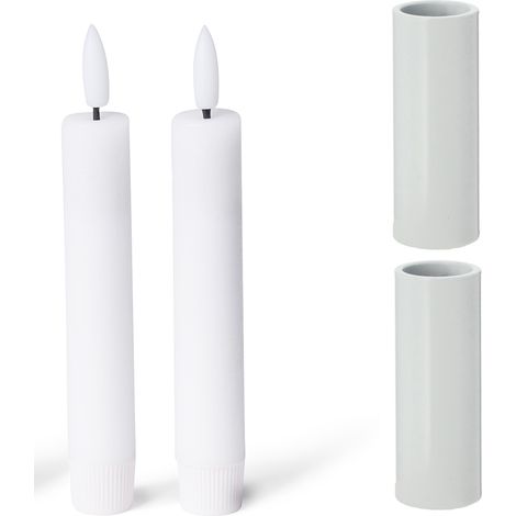 2x Novaliv Standkerzenhalter Stabkerzenhalter 2 x 7cm Weiß (1/4)