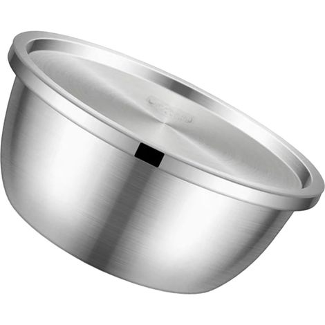 Bol en acier inoxydable renforcé avec couvercle, grand bol de cuisine polyvalent (1/4)