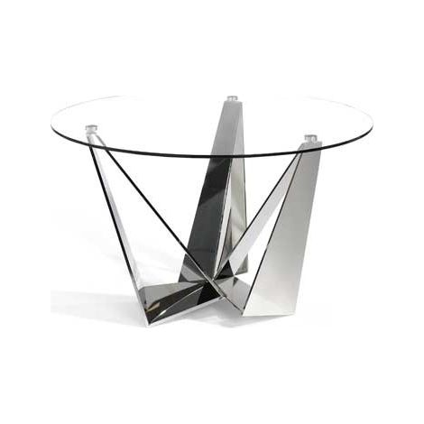 MOMMA HOME Mesa de salón de cristal y acero Inox, Modelo Bon, Medidas Ø 130 x 76H cm (1/5)