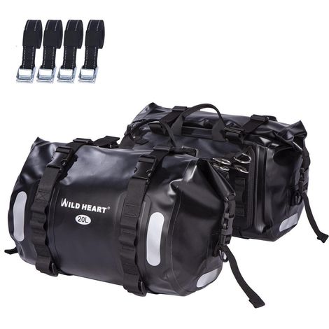 Motorrad Satteltaschen 40L Wasserdicht Schwarz mit Reflektoren (1/5)