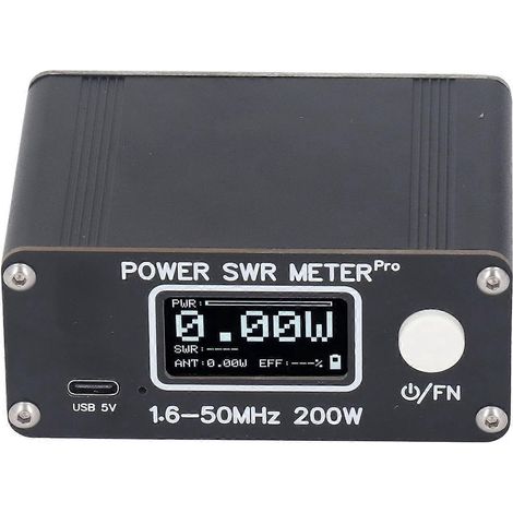 SWR-Meter 1,6–50 MHz 0,5–200 W 1,29-Zoll-Bildschirm Kurzwellen-HF-Leistungsmessgerät mit Alarmfunktion