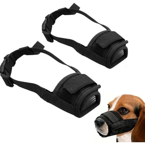 2 Pcs Soft Mesh Dog Muzzles Small Medium Black Anti Bite Anti Bark Adjustable for Small Medium Dogs (1/5)