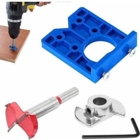 4-teilige Bohrschablone für unsichtbare Scharniere, Holzbohrer, Forstnerbohrer für Scharnierlöcher, 35-mm-Bohrer für die Scharniermontage. (1/5)