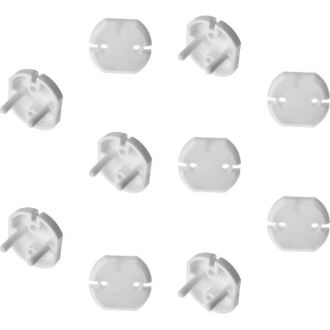 Lot de 10 cache-prises de sécurité pour enfants, protections électriques pour 2 prises, blanc (1/5)