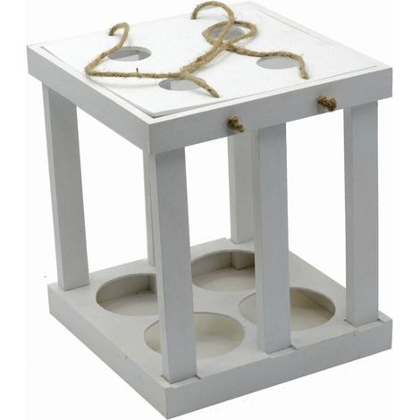 Portabottiglie vino legno bianco cm22,2x22,3h25,5