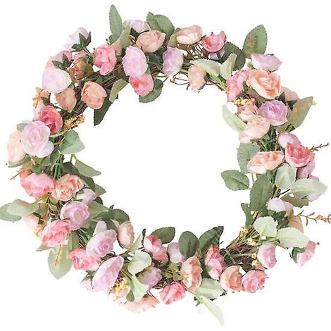 Couronne de fleurs artificielles multicolores, pivoines séchées artificielles, guirlande décorative pour porte d'entrée (1/5)