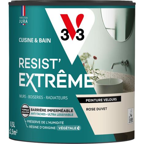 Peinture multi-supports Cuisine & Bain Resist'Extrême® V33 Rose duvet satin 0,5L