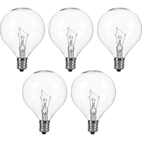 Lot de 5 lampes diffuseurs de parfum E12 pour cire parfumée, ampoule globe transparente de 25 W à intensité variable. (1/2)