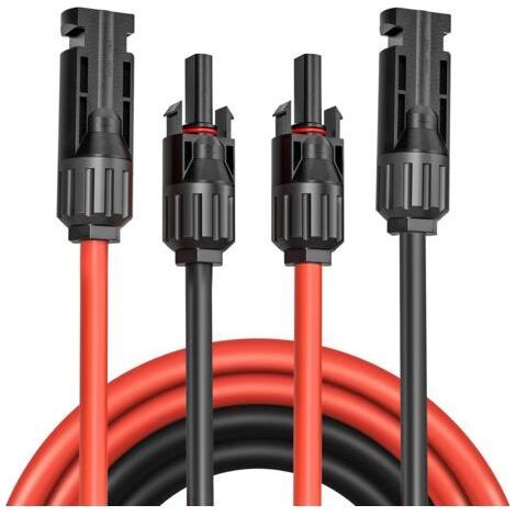 Naxunnn – Câble solaire 6mm2 8m avec connecteurs MC4 – Résistant aux intempéries IP68 – Conducteur en cuivre étamé pour systèmes photovoltaïques (1/5)