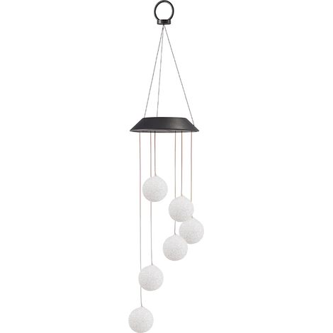 Campanello a vento a sfera da esterno/interno con LED RGB multicolore a cambio lento, alimentato a energia solare, 5 cm.