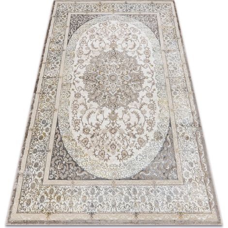 BLISS Z204AZ128 Teppich creme / beige – Rahmen, Ornament, modern, strukturell beige 80x150 cm