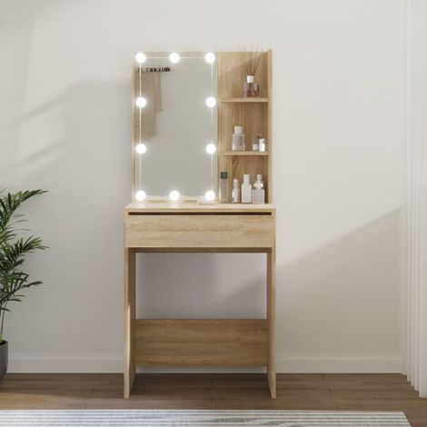 Coiffeuse avec LED, Table de maquillage, Meuble coiffeuse Chêne sonoma 60x40x140 cm RDS1642 (1/5)